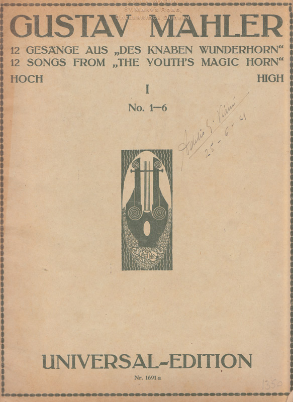 Des Knaben Wunderhorn, voice and piano, fourth edition, high voice (1921),wrappers