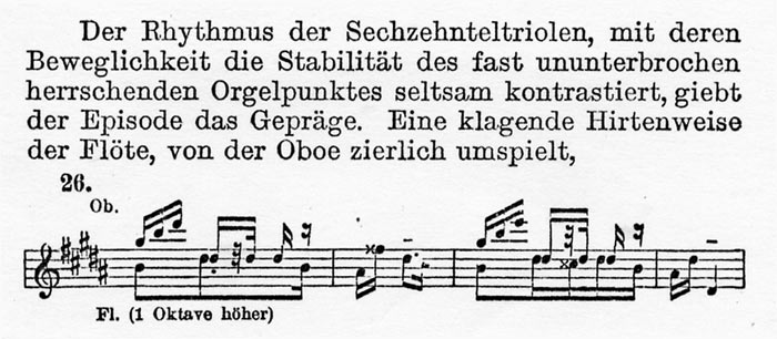facsimile of a music example from Herman Teibler: 'Symphonie C moll', in Meisterf�hrer Nr. 10, Mahlers Symphonien (Berlin, n.d. [c. 1910]), page 43